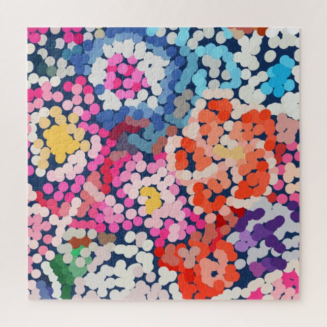 Tropical Plumeria Dotted Spotted Flowers Abstract Jigsaw Puzzle (Vertical)