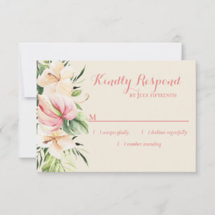 Tropical Plumeria & Flamingo Lily RSVP Card