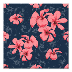 Tropical Plumeria Floral Pattern Photo Print