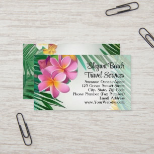 Tropical Plumeria Flower Spa Beach Travel Business Card