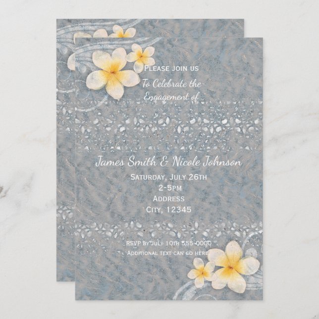 Tropical Plumeria Flower Summer Party Invitations (Front/Back)