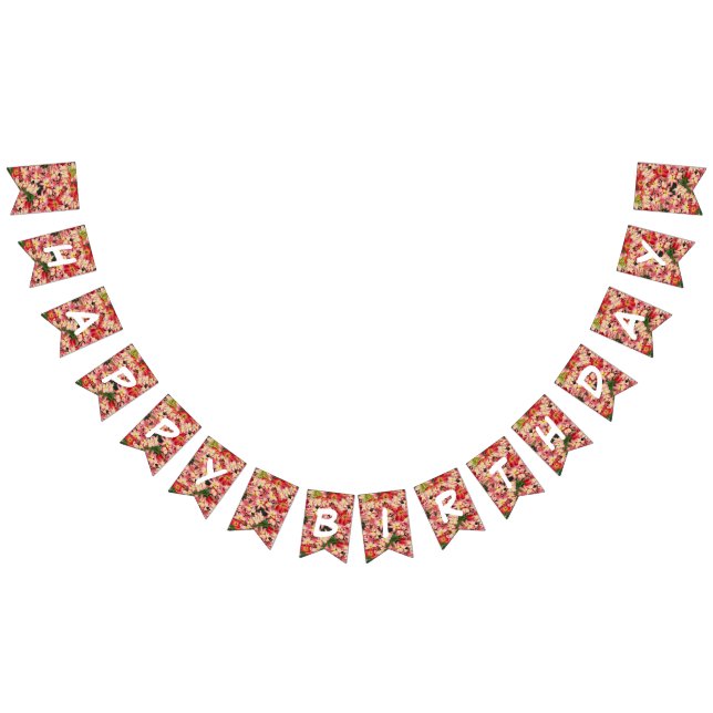 Tropical Plumeria Flowers Floral Happy Birthday Bunting (All)