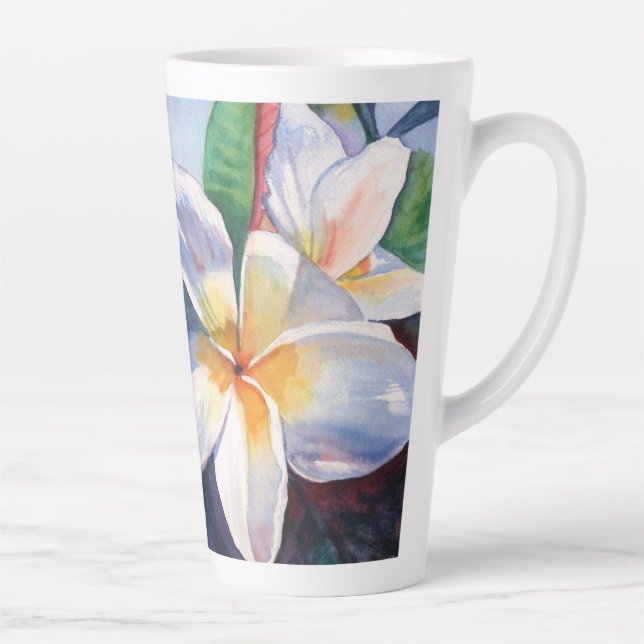 Tropical Plumeria Flowers Latte Mug (Right)