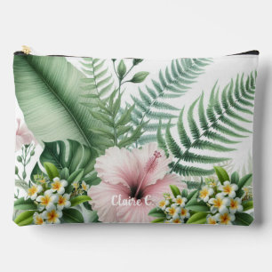Tropical Plumeria Foliage Accessory Pouch