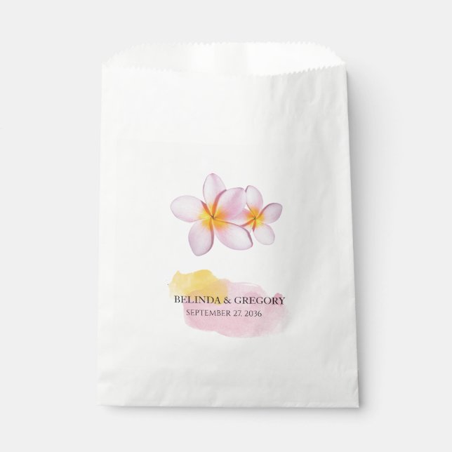 Tropical Plumeria Frangipani Wedding  Favour Bags (Front)
