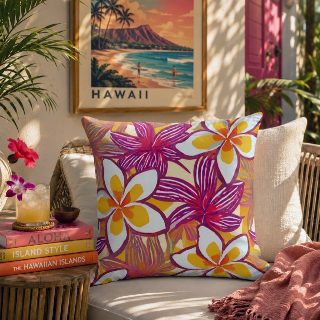 Tropical plumeria Hawaii throw pillow (Creator Uploaded)