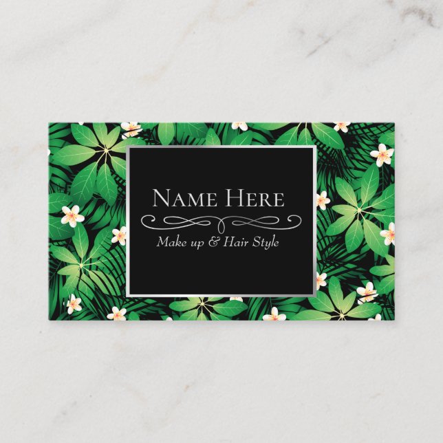 Tropical plumeria lush forest business card (Front)