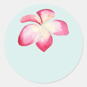 Tropical Plumeria Pink Wedding Favour Stickers