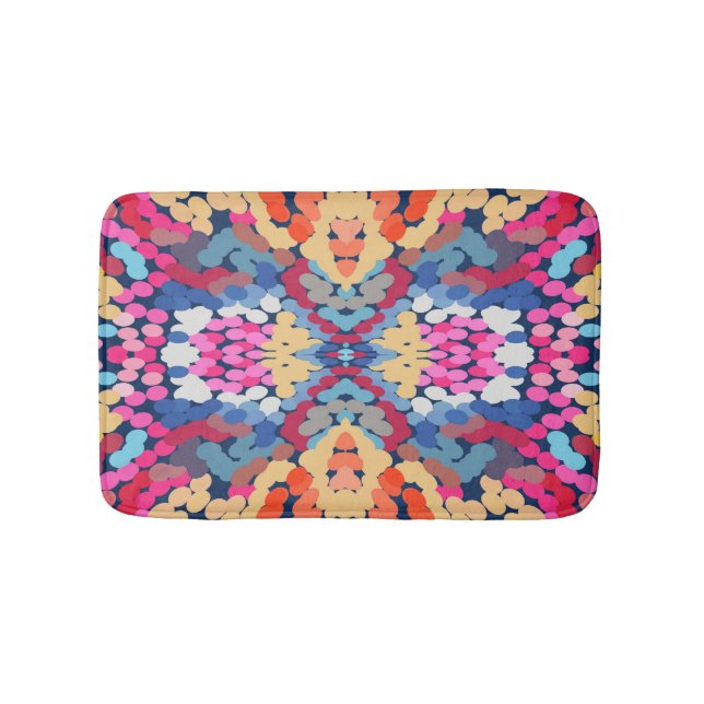 Tropical Plumeria Spotted Flowers Tile Pattern  Bath Mat (Front)