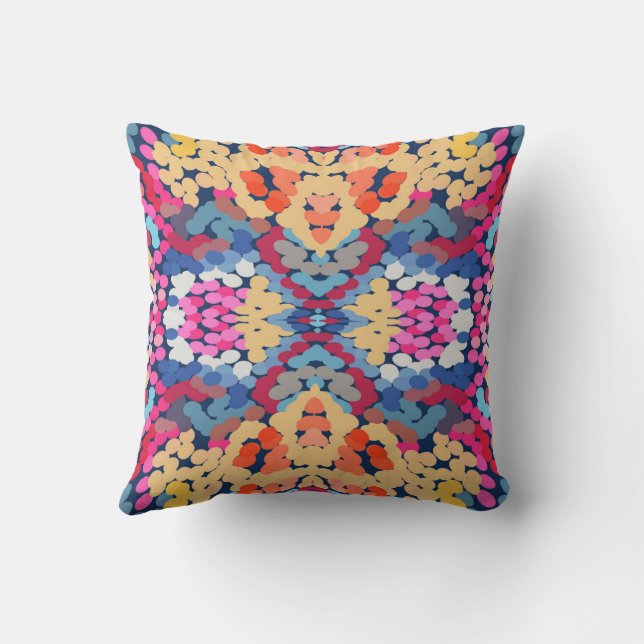 Tropical Plumeria Spotted Flowers Tile Pattern  Cushion (Back)