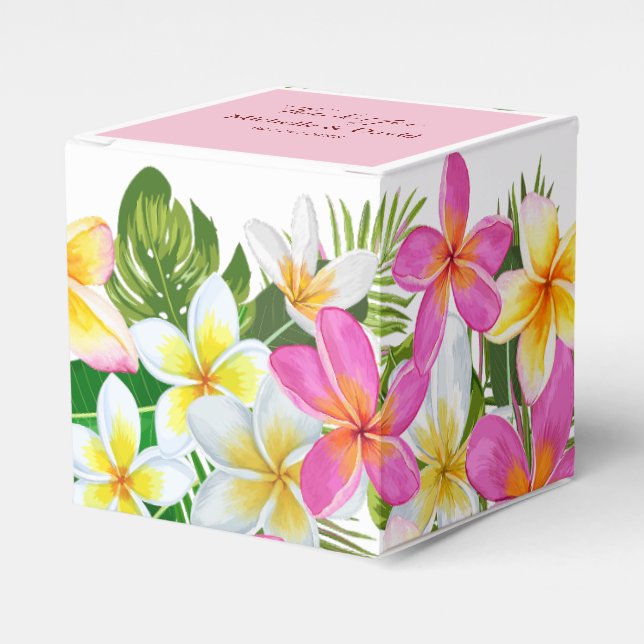 Tropical Plumeria Temple Tree Wedding Favour Box (Front Side)