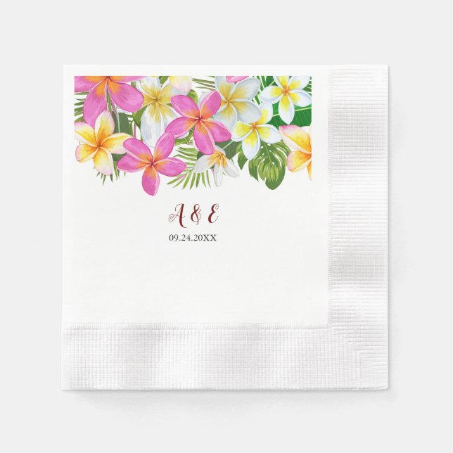 Tropical Plumeria Temple Tree Wedding Paper  Napkin (Front)