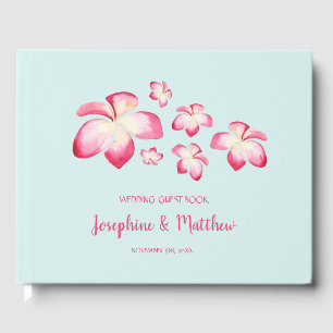 Tropical Plumeria Watercolor Wedding Guest Book