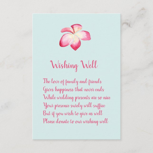 Tropical Plumeria Wedding Wishing Well Cards (Front)