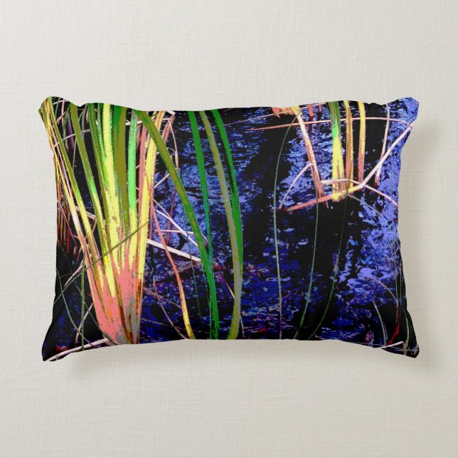 Tropical Pond Grasses Decorative Cushion (Front)