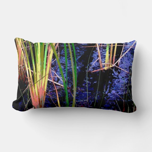 Tropical Pond Grasses Lumbar Cushion (Front)