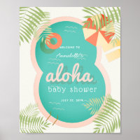 Tropical Pool Aloha Baby Shower Welcome Sign