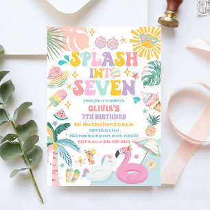 Tropical Pool Birthday Party Invitation