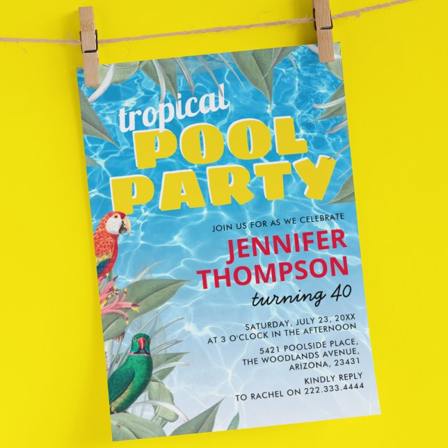 Tropical Pool Birthday Party Invitation (Creator Uploaded)