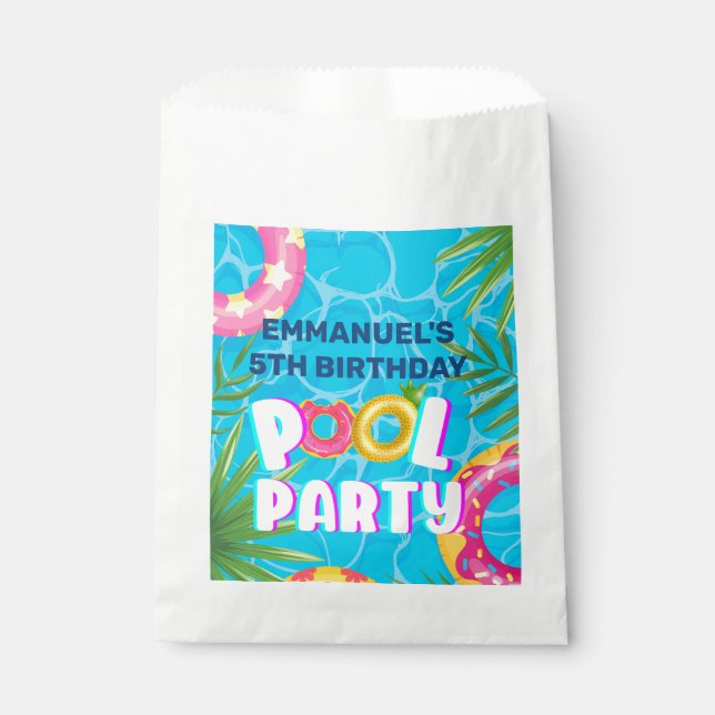 Tropical Pool Party Birthday Favour Bags (Front)