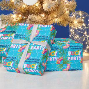Tropical Pool Party Birthday Gift Wrapping Paper