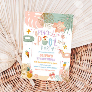 Tropical Pool Party Birthday Invitation