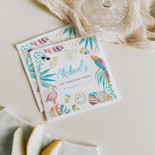 Tropical Pool Party Birthday Napkin