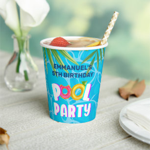 Tropical Pool Party Birthday Paper Cups