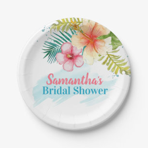Tropical Pool Party Bridal Shower Paper Plate