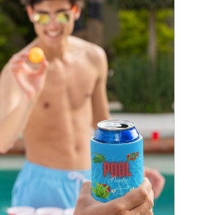 Tropical Pool Party   Summer Birthday  Can Cooler