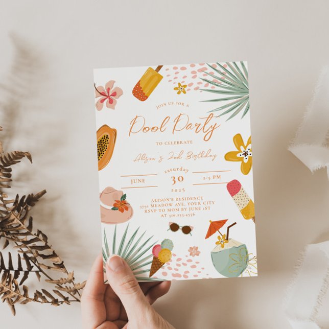 Tropical Pool Party Summer Birthday Invitation (Creator Uploaded)