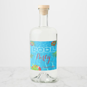 Tropical Pool Party Summer Birthday Liquor Bottle Label