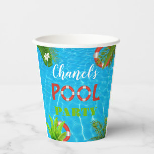 Tropical Pool Party Summer Birthday Paper Cups