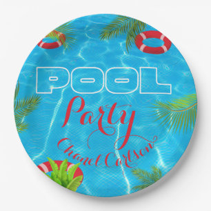 Tropical Pool Party Summer Birthday Paper Plate