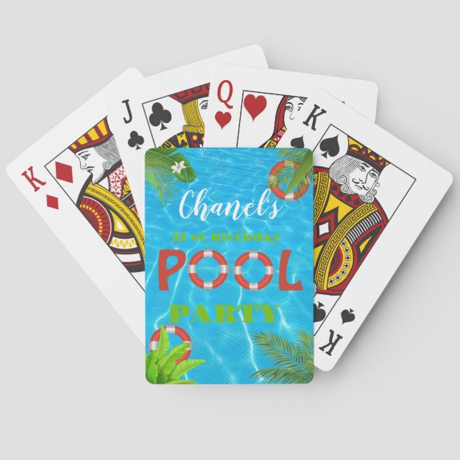 Tropical Pool Party | Summer Birthday  Playing Cards (Back)