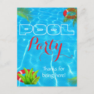 Tropical Pool Party   Summer Birthday Postcard