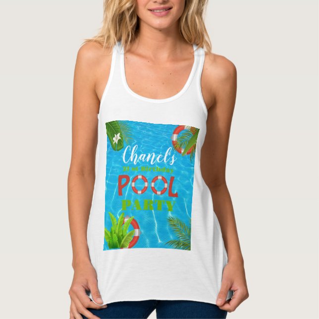 Tropical Pool Party | Summer Birthday  Singlet (Front)