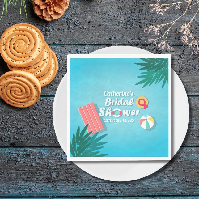 Tropical Pool Party Summer Bridal Shower  Napkin (Creator Uploaded)