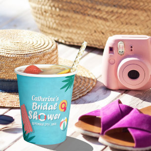 Tropical Pool Party Summer Bridal Shower Paper Cups