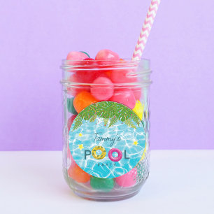 Tropical Pool Party Swimming Pool Birthday  Classic Round Sticker