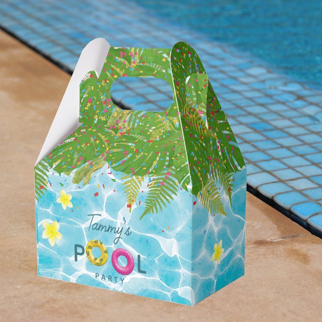 Tropical Pool Party Swimming Pool Birthday  Favour Box (Tropical Pool Party Swimming Pool Birthday Favor Box)