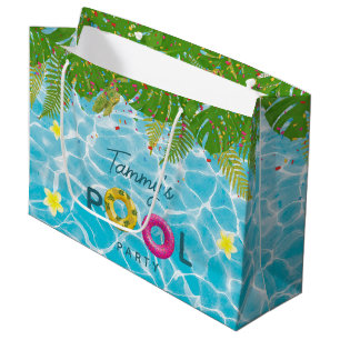 Tropical Pool Party Swimming Pool Birthday  Large Gift Bag