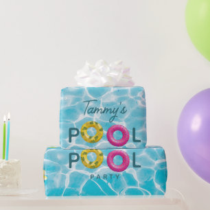 Tropical Pool Party Swimming Pool Birthday  Wrapping Paper