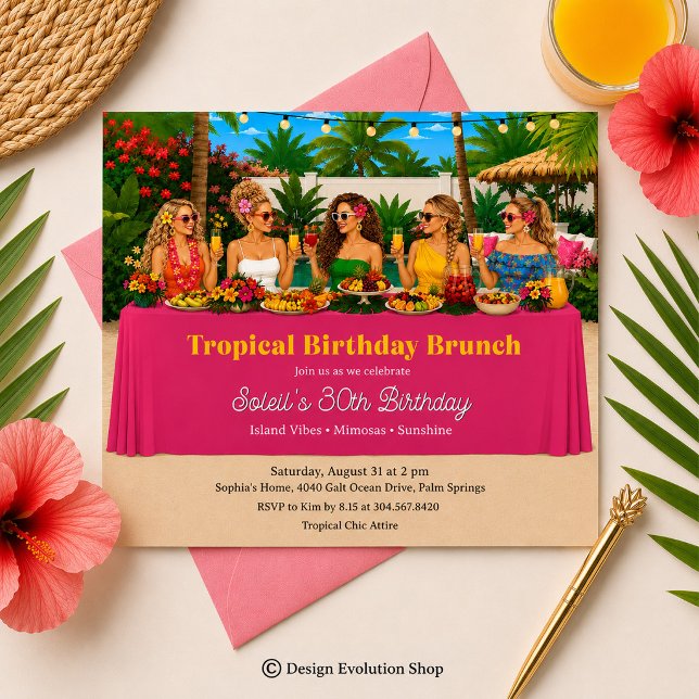 Tropical Poolside Brunch Invitation  (Creator Uploaded)