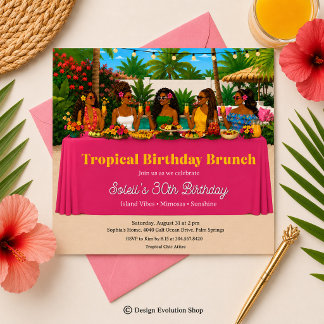 Tropical Poolside Brunch Invitation 