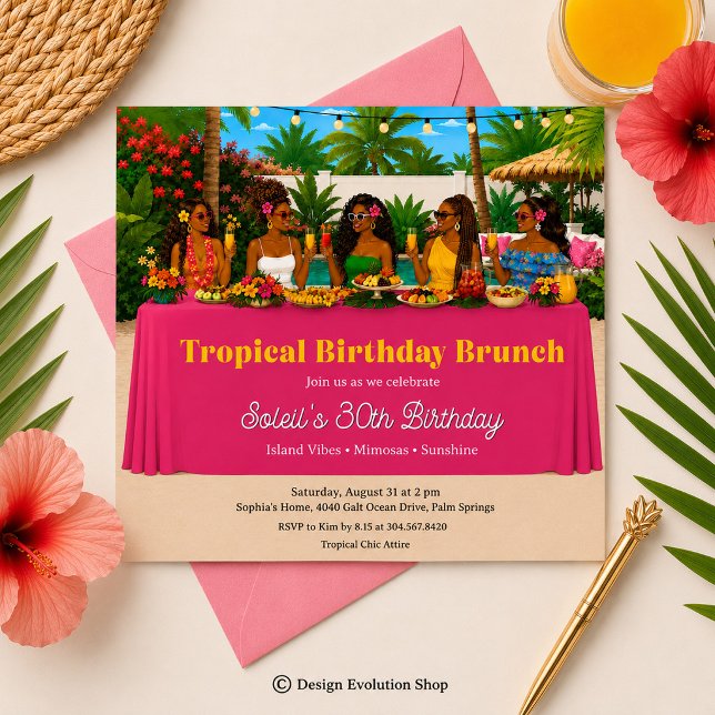 Tropical Poolside Brunch Invitation  (Creator Uploaded)