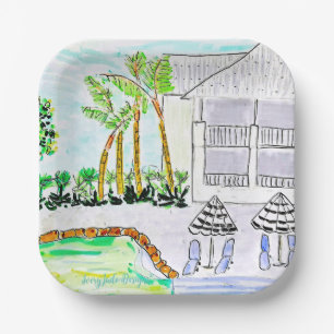 Tropical Poolside Paper Plate by Ariella & Lily