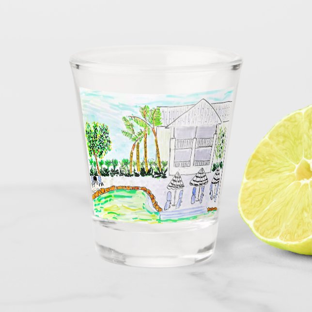 Tropical Poolside Shot Glass by Ariella & Lily (Front)