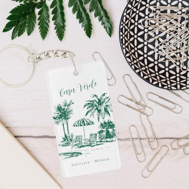 Tropical Poolside Vacation Rental Key Tag Ring (Creator Uploaded)