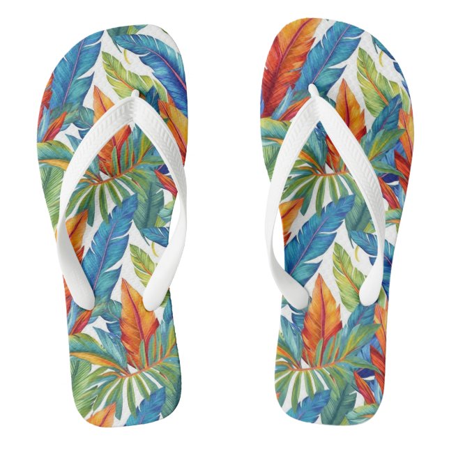 Tropical Print Flip Flops (Footbed)